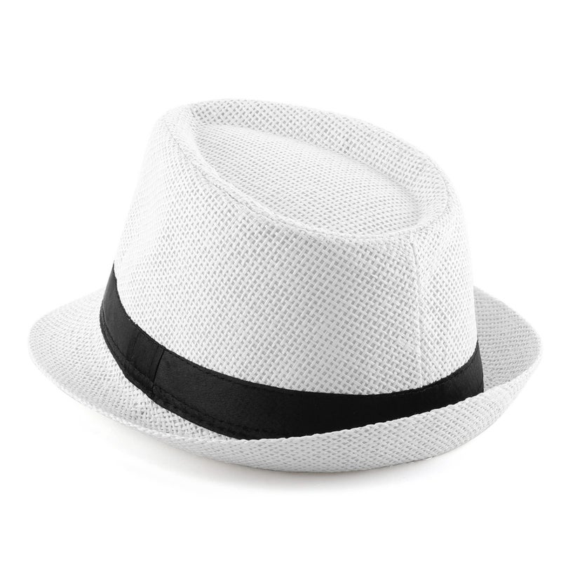 FALETO Unisex Summer Panama Straw Fedora Hat Short Brim Beach Sun Cap Classic (#011 Pack for 4 Colros) - Image 5